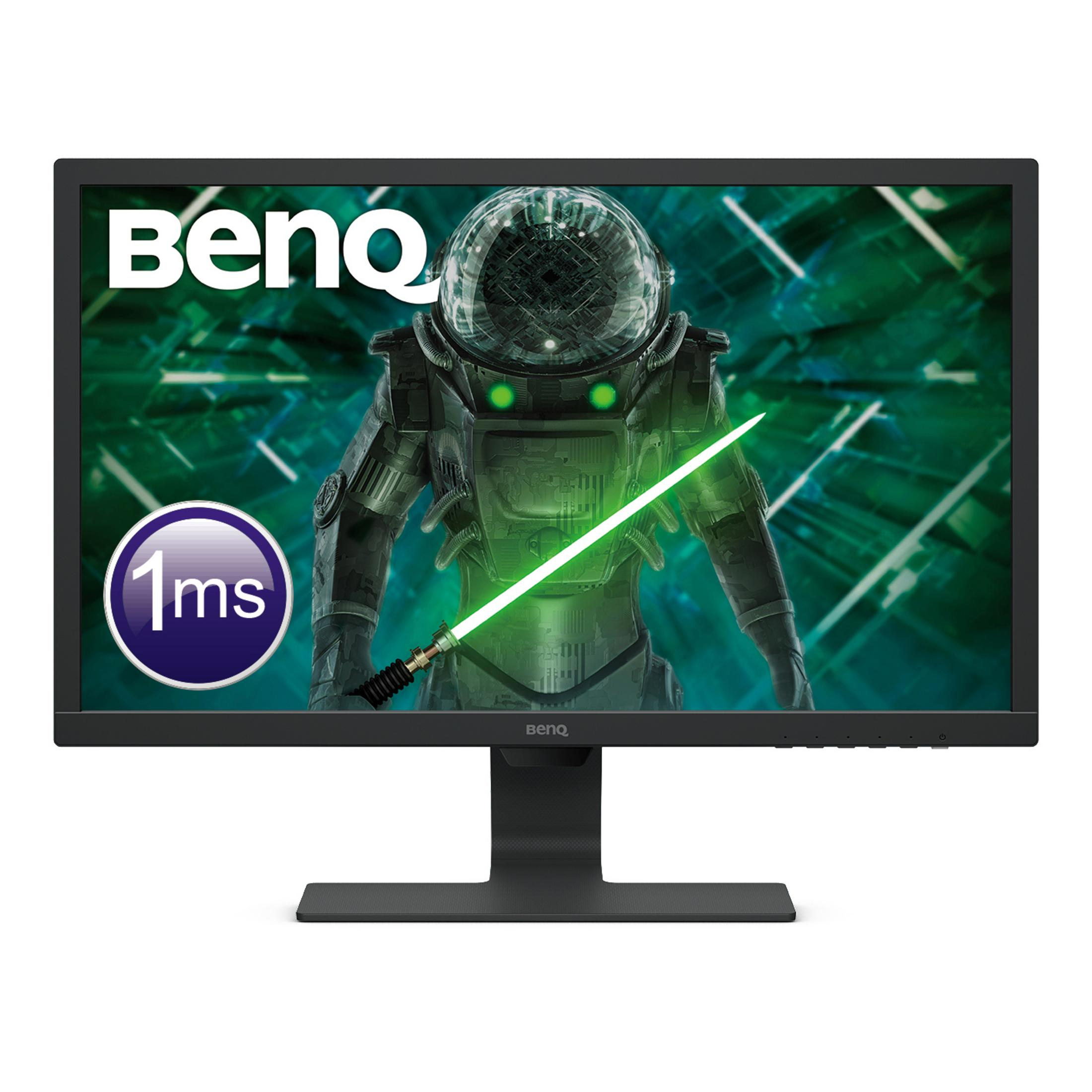 Un monitor BenQ che mostra una scena di fantascienza con una spada laser verde.