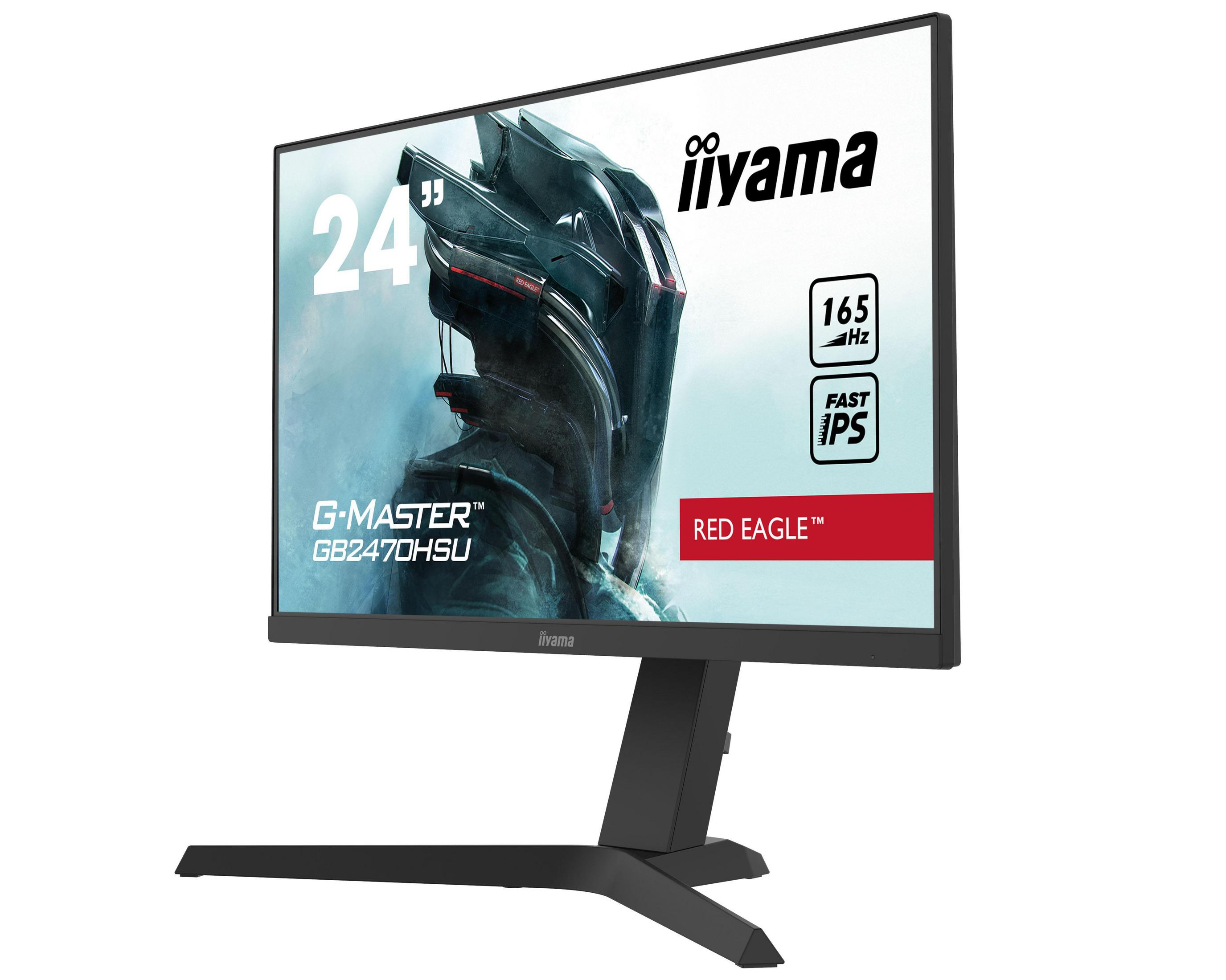 Un monitor per computer nero con un'immagine di gioco sullo schermo, con marchio sulla cornice.