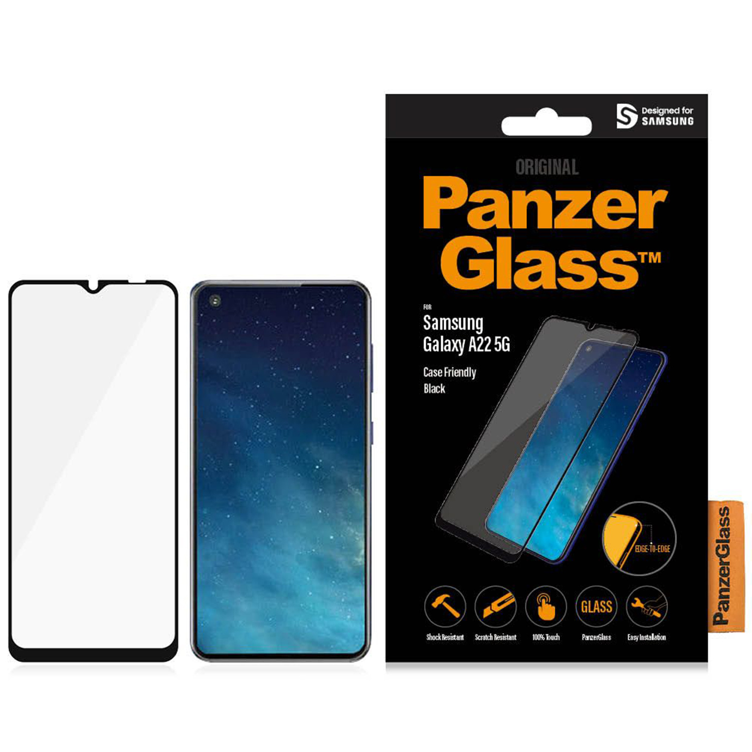 Ochraniacz ekranu PanzerGlass do Samsung Galaxy A22 5G, z opakowaniem.