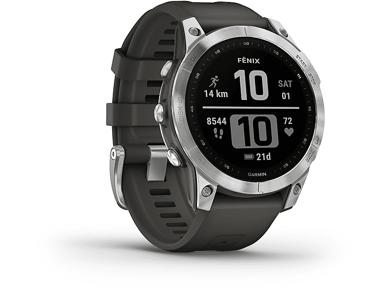 GARMIN FENIX 7 GRAPHIT/SILBER Smartwatch Edelstahl Silikon, 127-210 mm, Graphit
