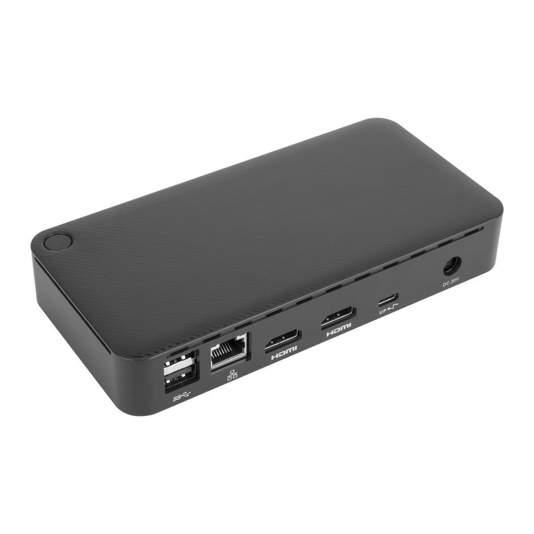Schwarzer Mini-PC mit verschiedenen Anschlüssen. Schlankes Design.
