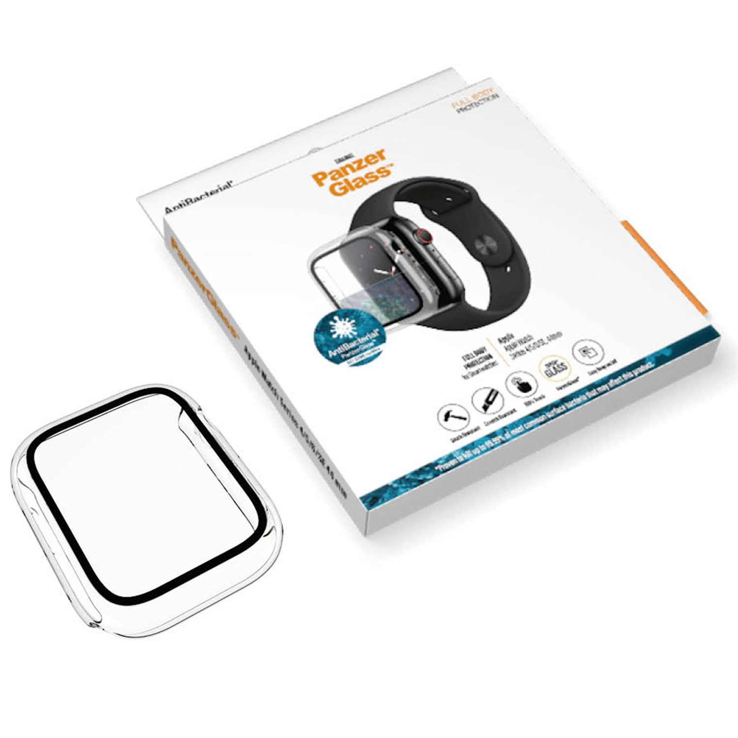 Een doos en een schermbeschermer voor een smartwatch.