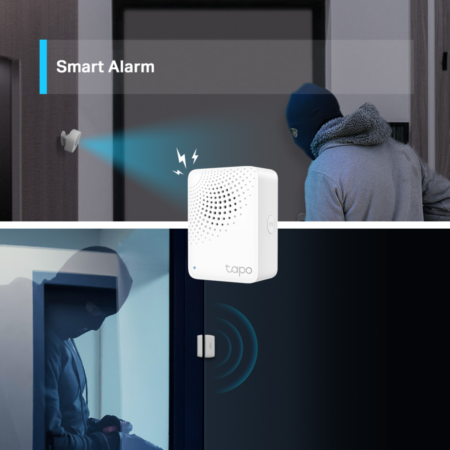 Système d'alarme intelligent avec cambrioleur et appareil.