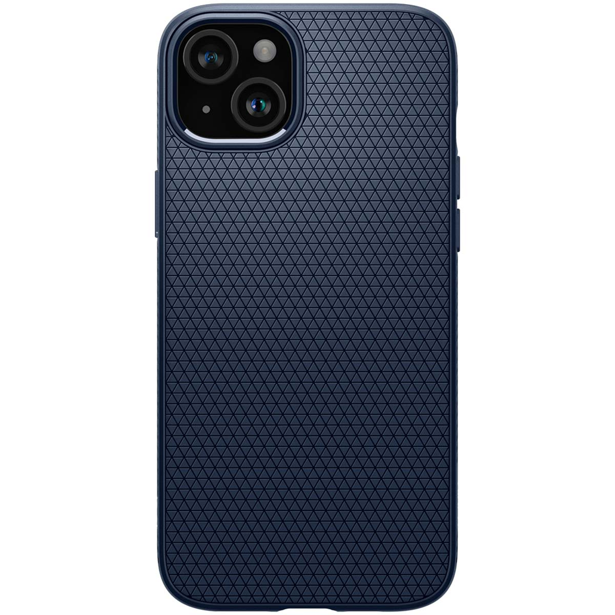 A navy blue phone case. The case has a textured design. The back has a camera bump.