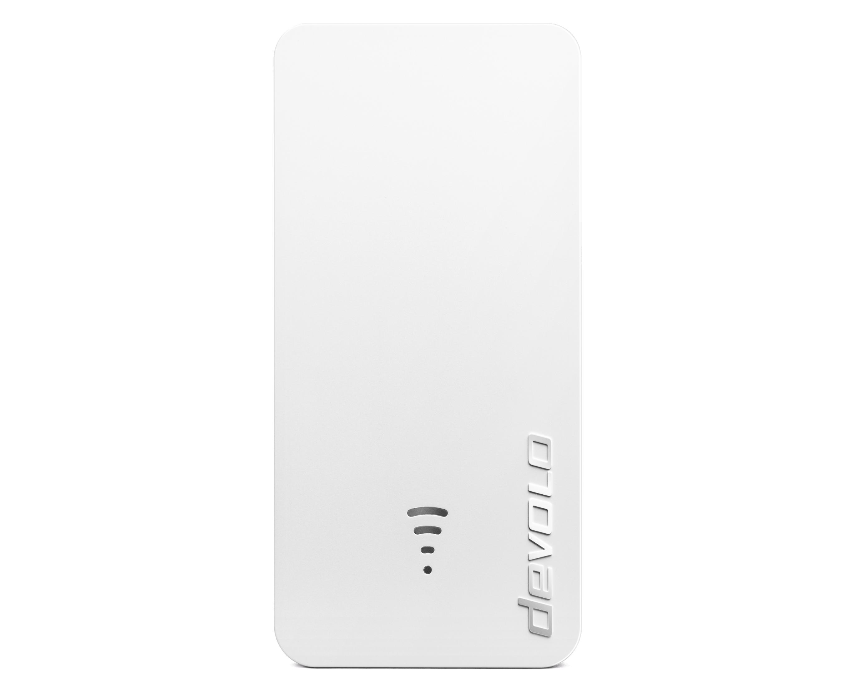 Appareil devolo blanc avec symbole WiFi et logo devolo.