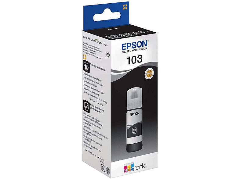 EPSON 103 EcoTank Mürekkep Şişesi Mürekkep baskı Siyah