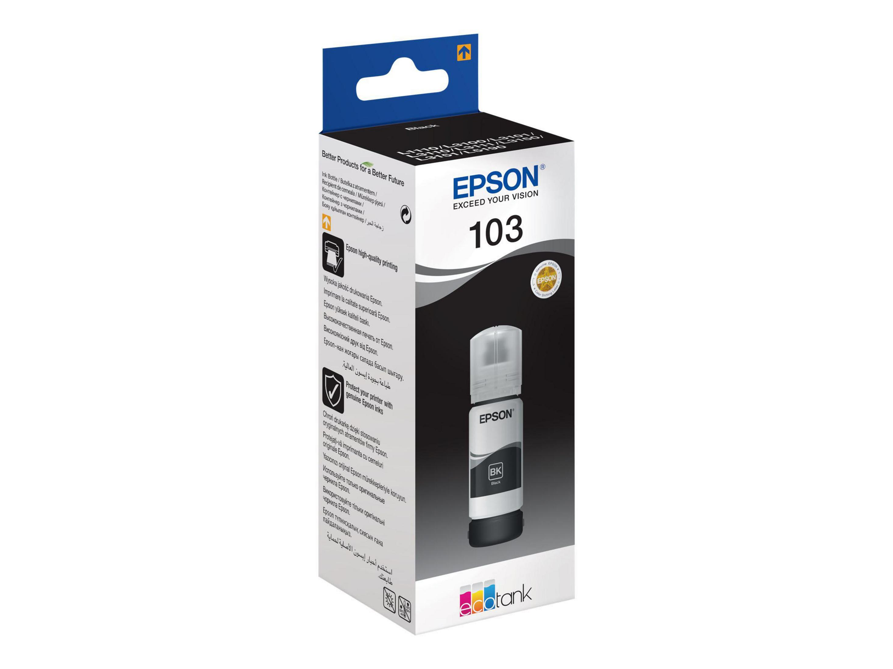 EPSON 103 EcoTank Mürekkep Şişesi Mürekkep baskı Siyah