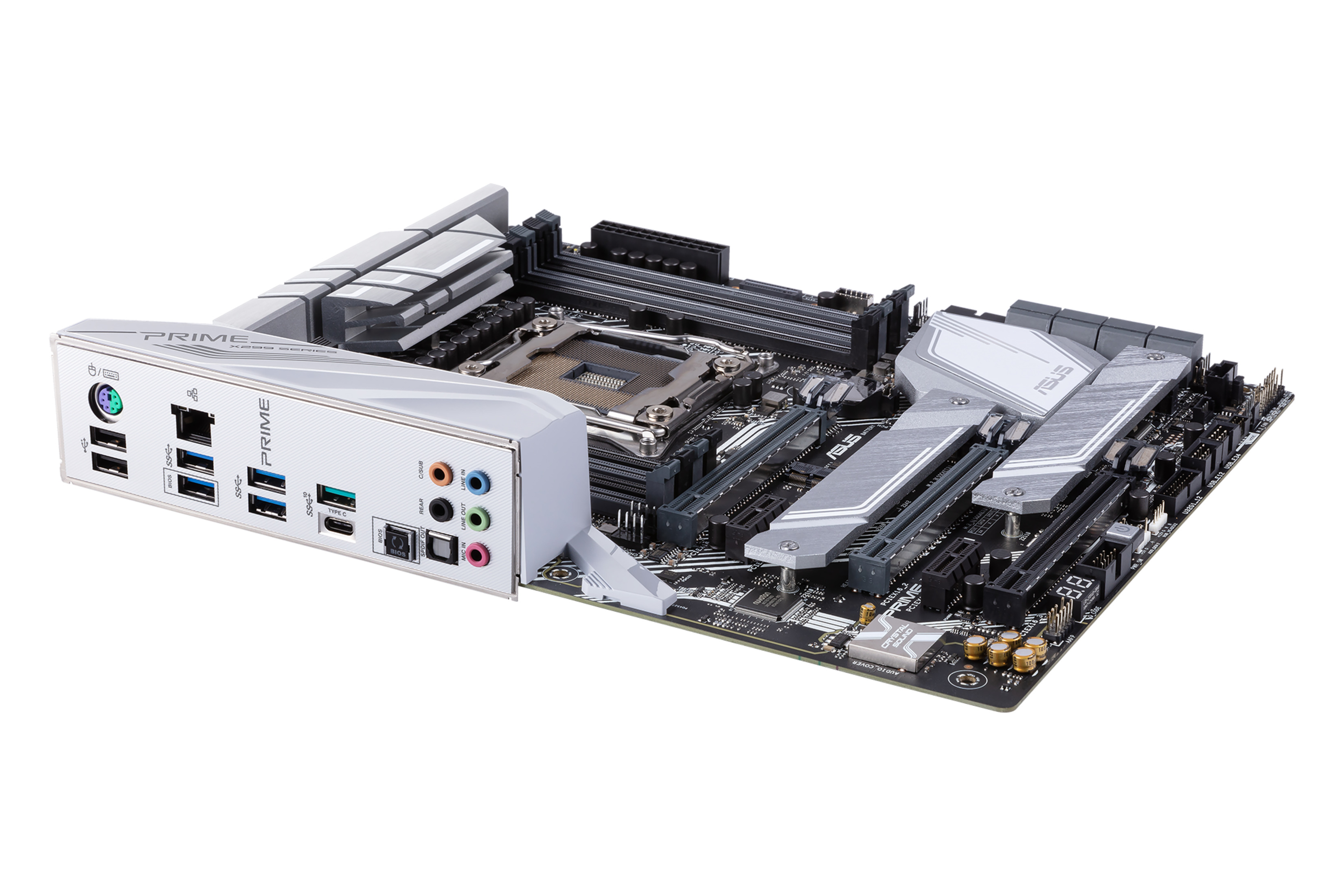 Płyta główna komputera z różnymi portami i złączami, prezentująca szczegółowy projekt wewnętrzny.