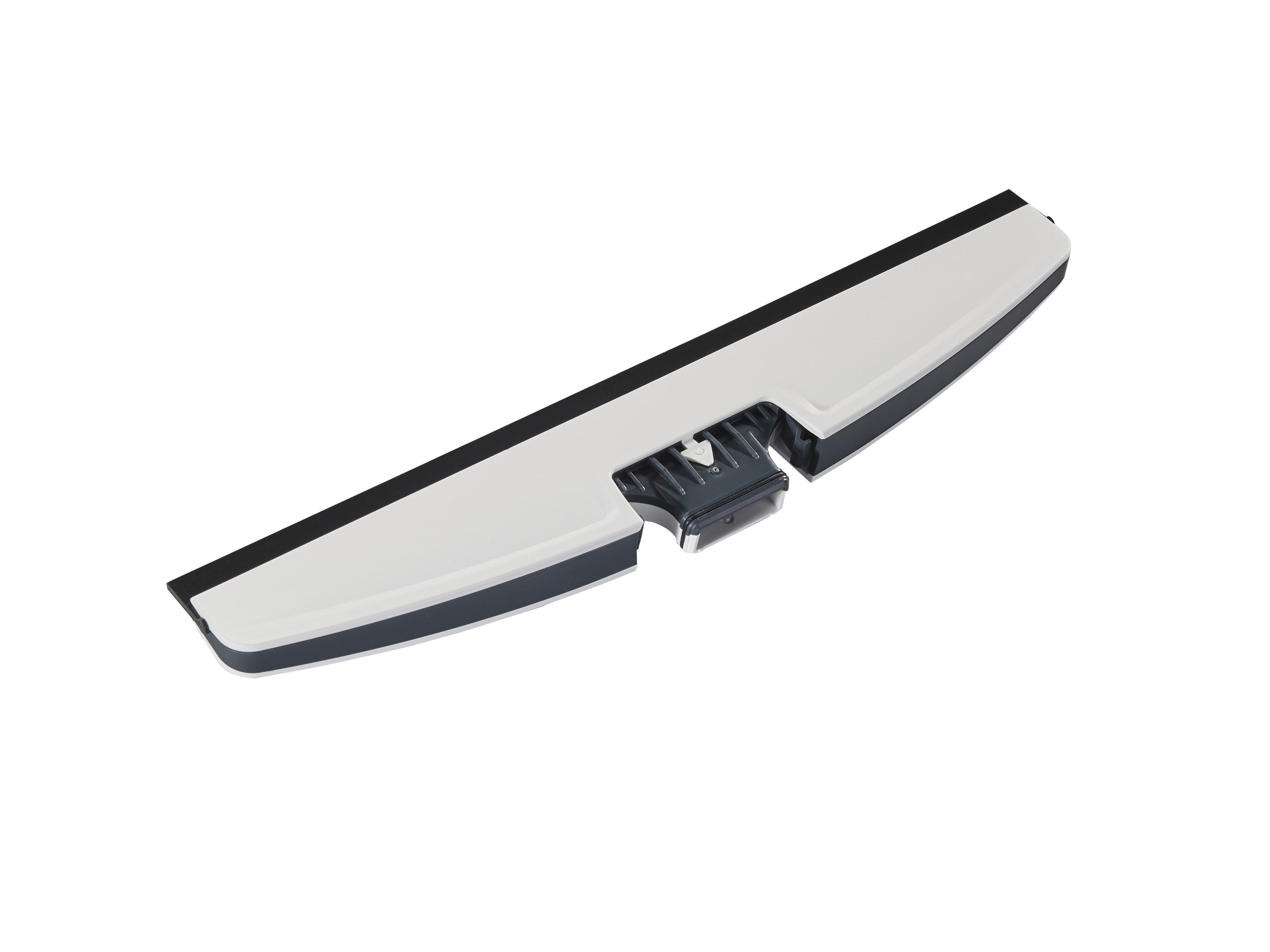 Biało-czarne narzędzie do czyszczenia. To ściągaczka. Białe tło.