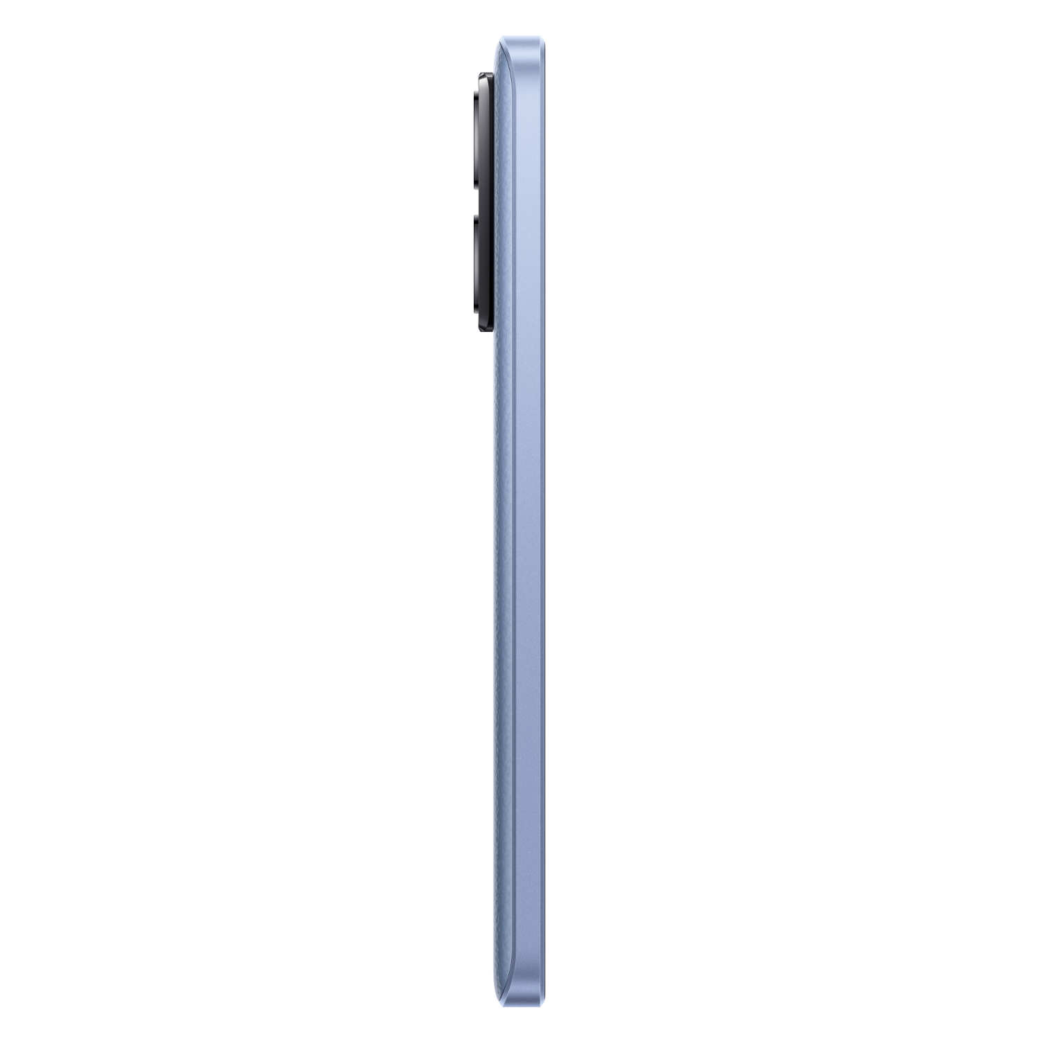 Niebieski widok z boku telefonu na czarnym tle.