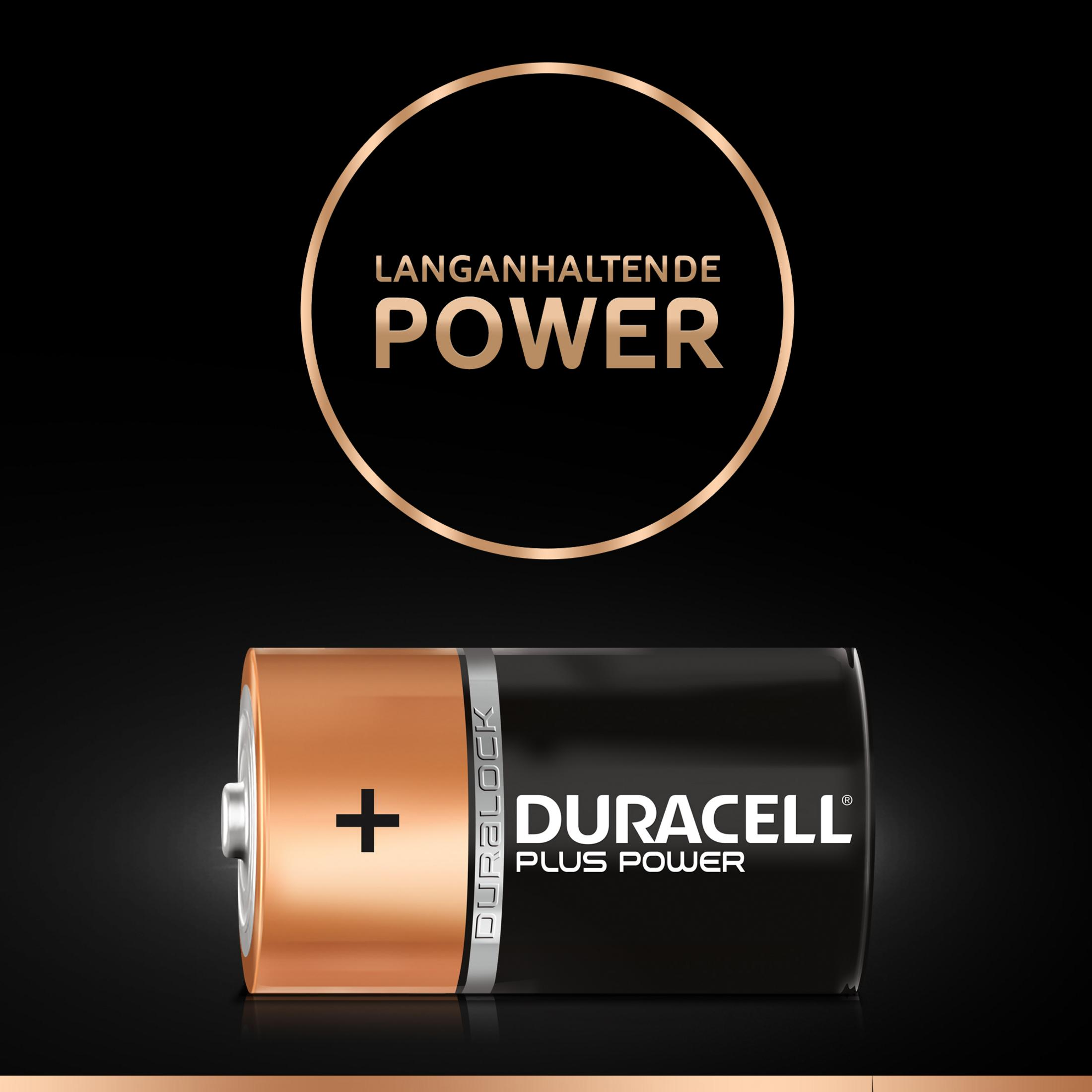 Duracell battery with a plus sign and text 'DURACELL PLUS POWER' on black background.