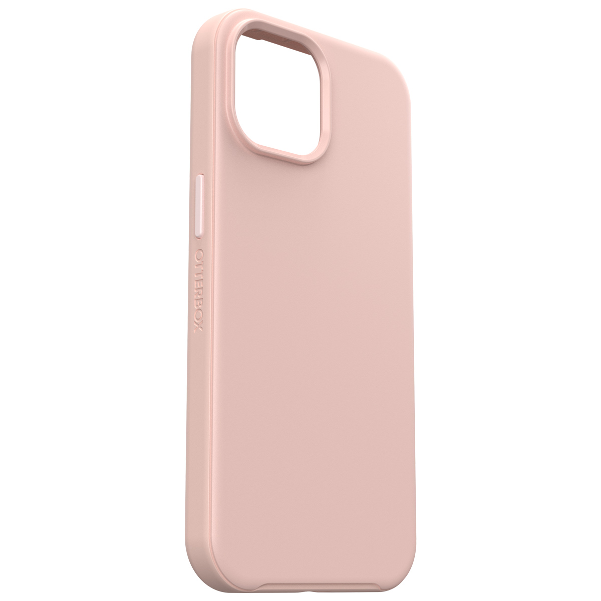 Een roze telefoonhoes. De hoes heeft een zachte, gladde textuur. Het Otterbox-logo is zichtbaar aan de zijkant.