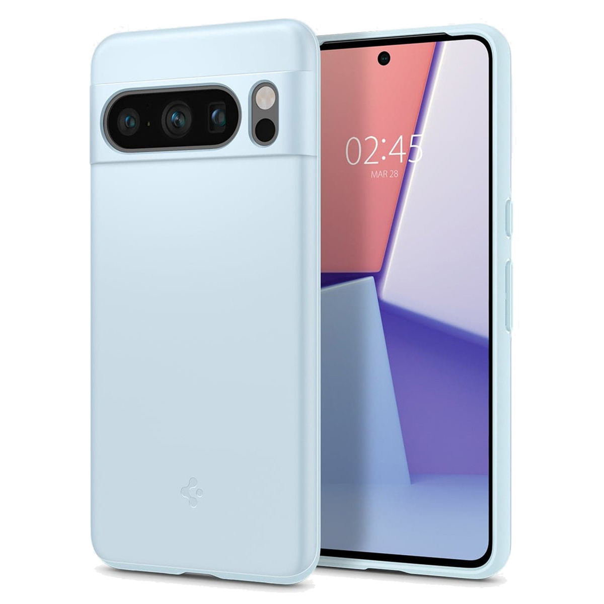Lichtblauwe telefoonhoes. Met camera-uitsparing.