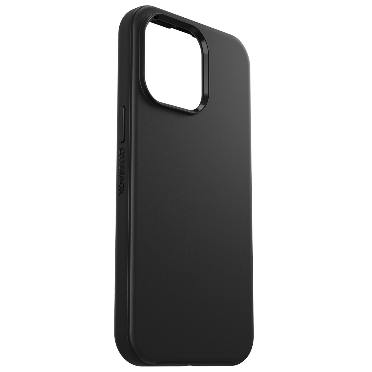 Schwarze Handyhülle. Sie hat ein Loch für die Kamera und die Marke Otterbox an der Seite.