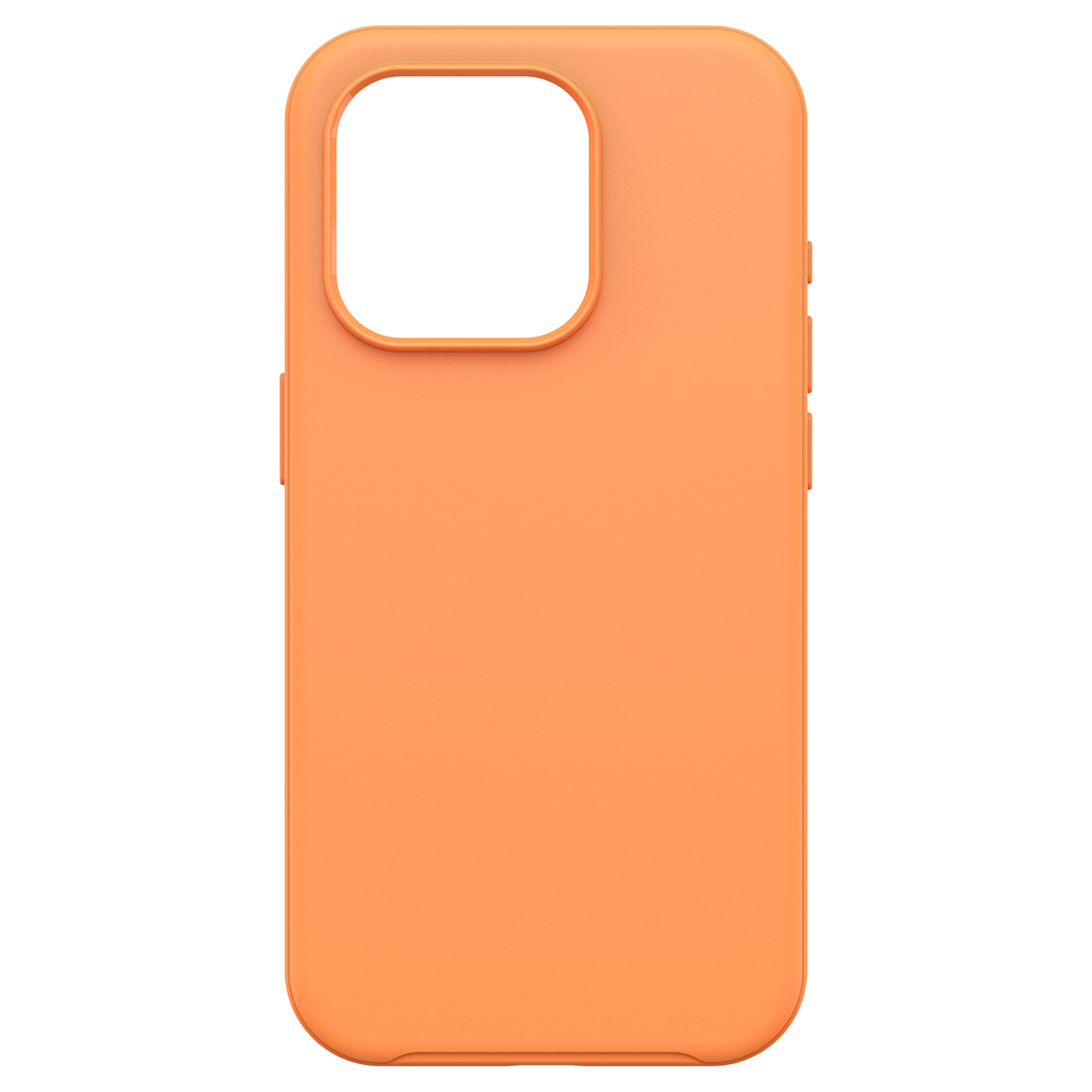 Funda naranja para teléfono, recorte de cámara en la parte superior. Acabado mate liso.