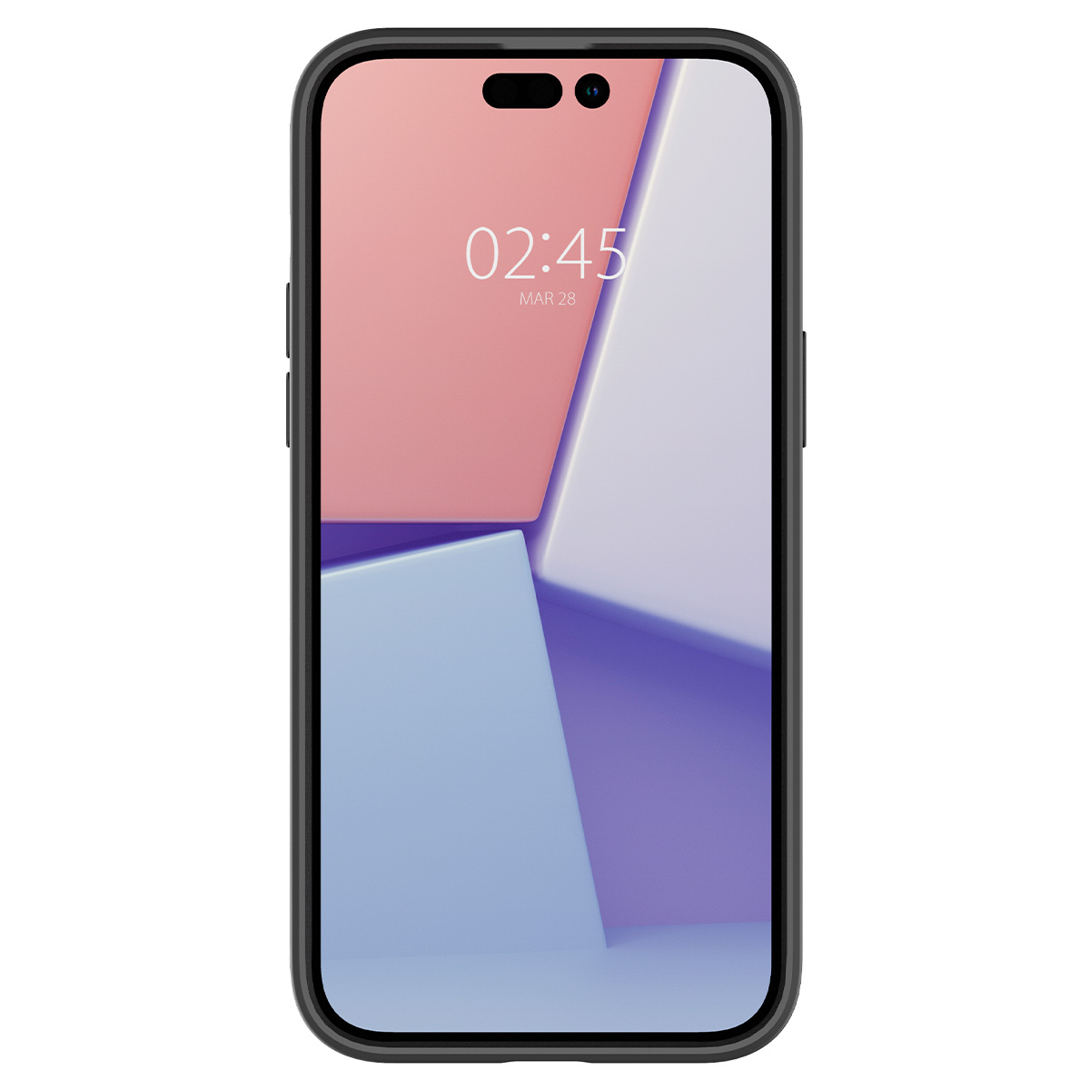 Telefono in una custodia nera con display.