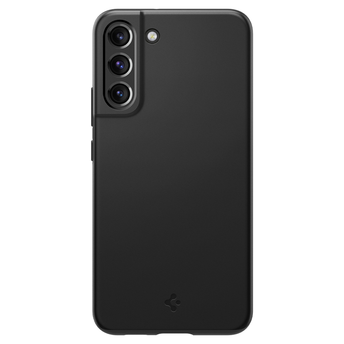 Un étui de téléphone noir avec une configuration à triple caméra.