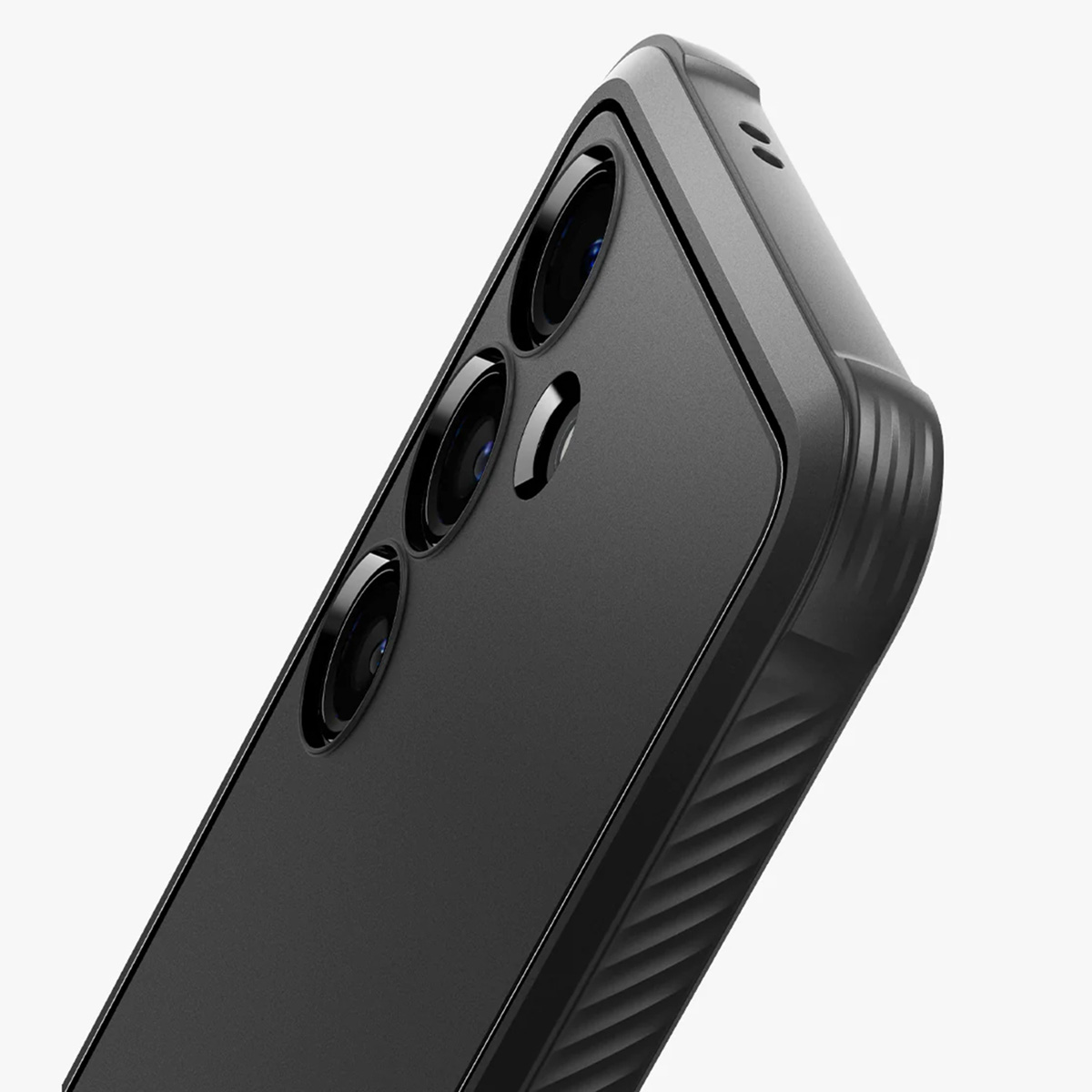 Téléphone noir avec objectifs, coque noire.