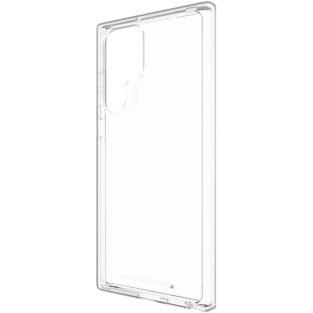 Eine transparente Schutzhülle für das Telefon, die den Umriss eines Telefons zeigt.