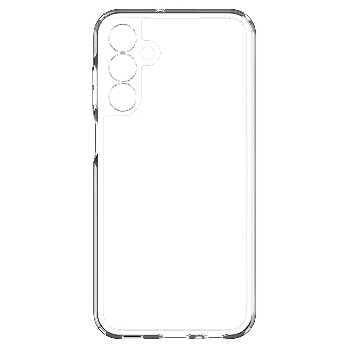 Klare Handyhülle mit Kameraausschnitten. Transparente, rechteckige Form.
