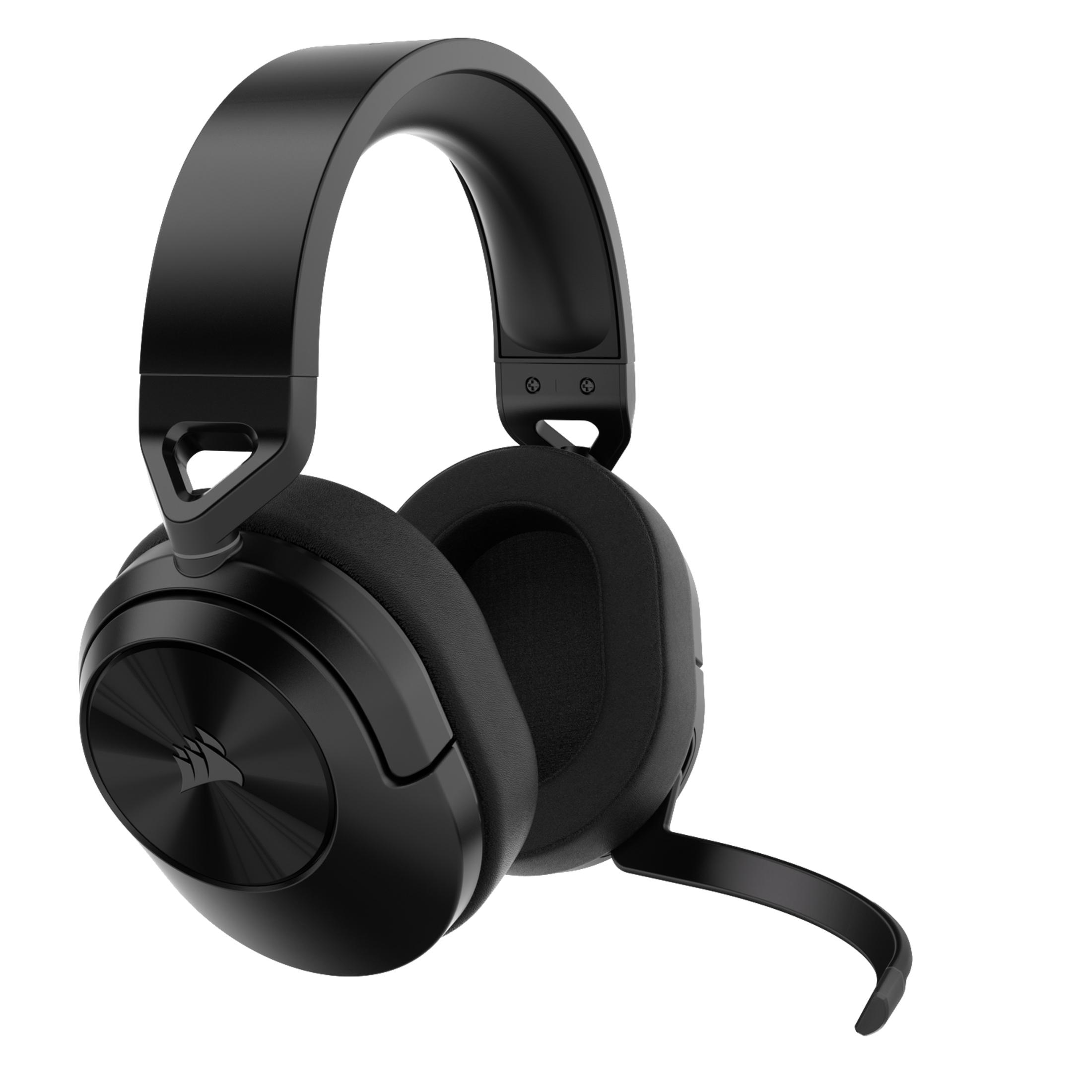 Cuffie Corsair nere con microfono, vista angolata.
