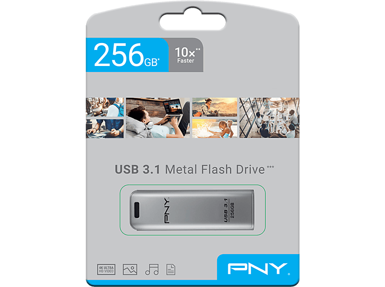 PNY ELITE STEEL 3.1 USB3-A 256GB ST.STEEL USB Stick (Metall, 256 GB ...