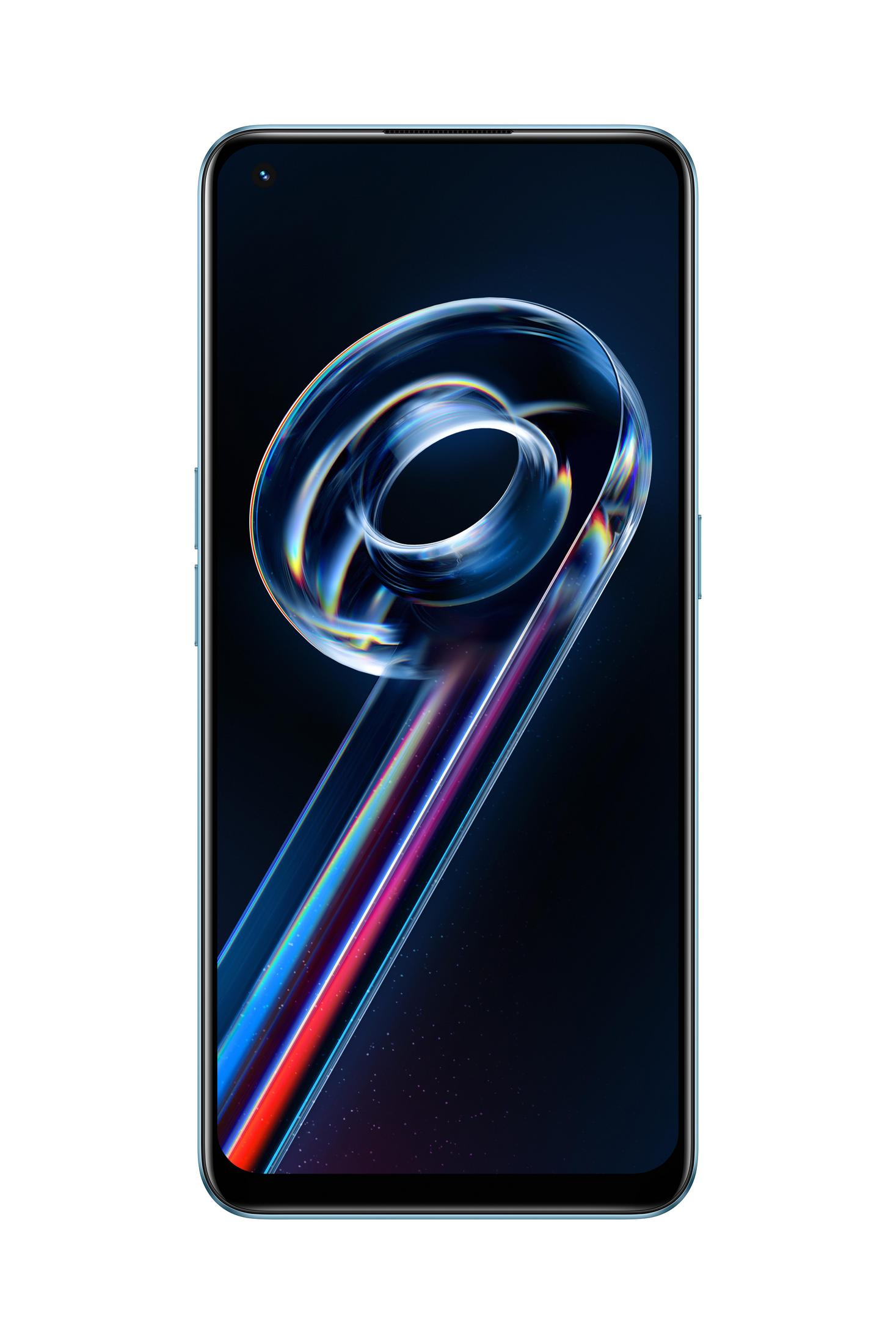 Smartphone mit blauem Farbverlauf auf dem Bildschirm. Das Telefon ist auf Weiß isoliert.
