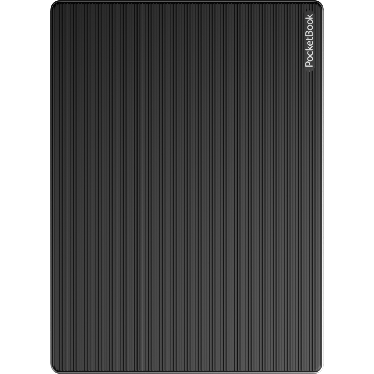 Schwarzer PocketBook E-Reader mit geriffelter Oberfläche.