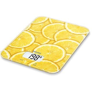 Balanza de cocina - BEURER KS19 Lemon, 5 kg, Amarilla estilo limón