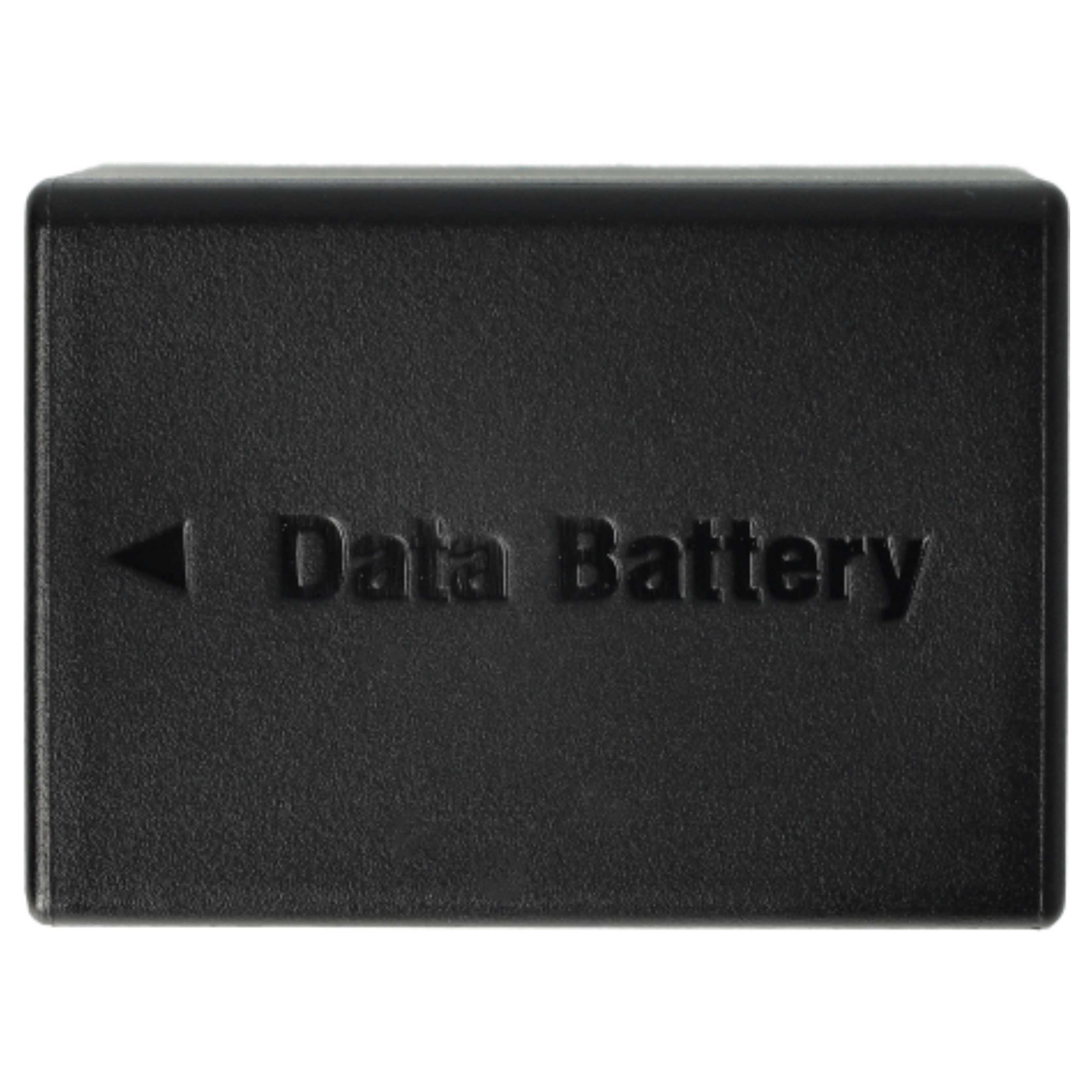 Schwarzer Datenakku mit Text 'Data Battery'. Der Akku ist rechteckig.