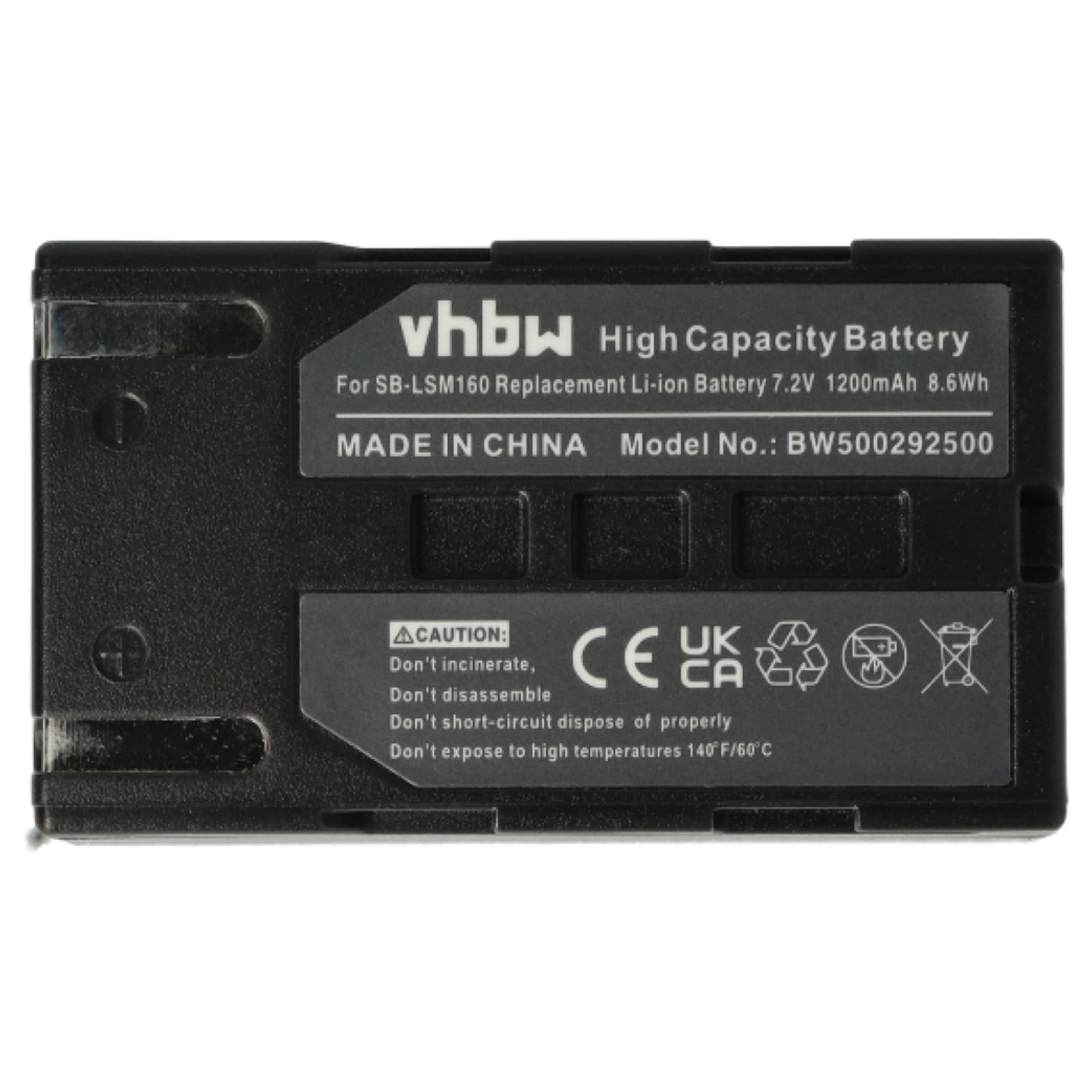 Eine schwarze Batterie mit weißem Text und einem Warnhinweis auf der Oberfläche.