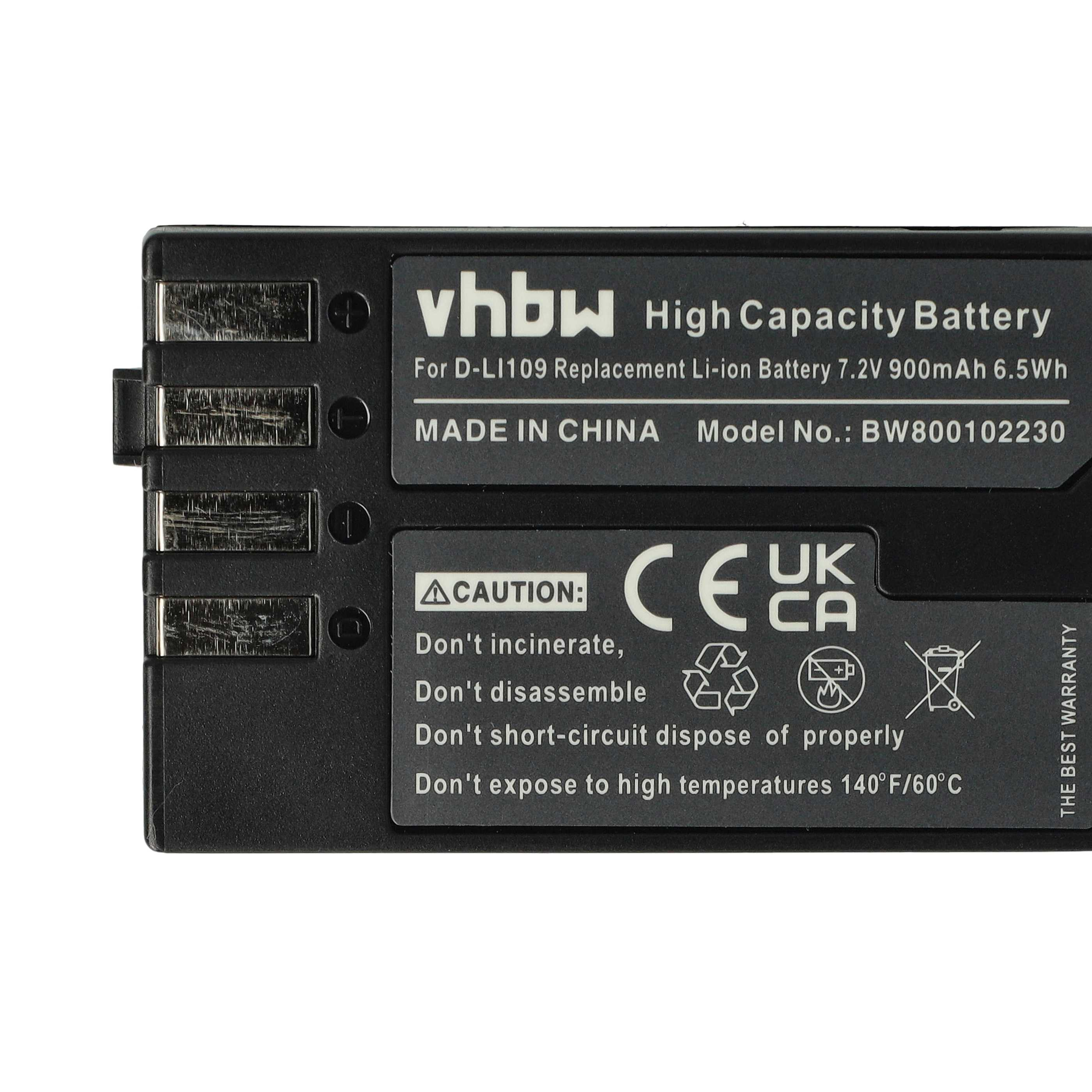 Eine schwarze vhbw Hochleistungsbatterie mit Warnhinweisen und Spezifikationen auf der Oberfläche.