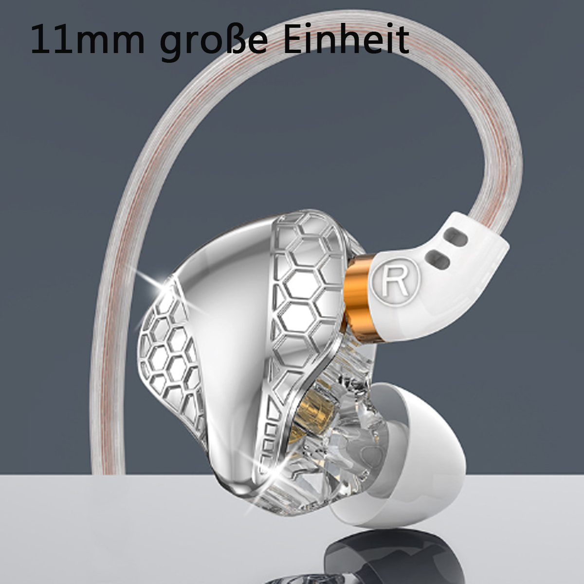 Kopfhörer mit silbernen und weißen Details.
