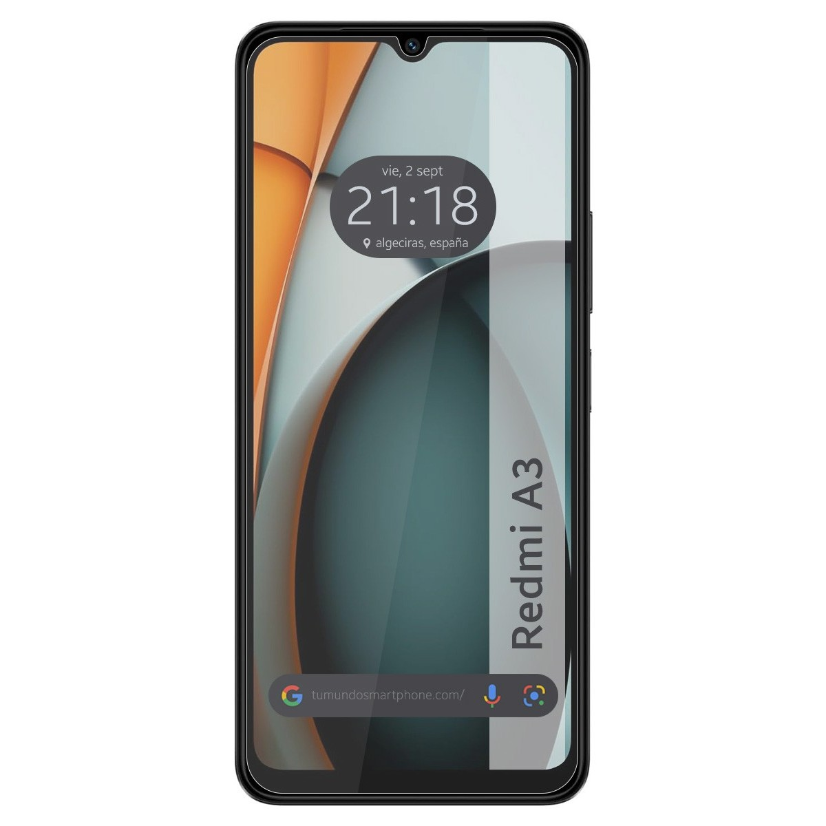 Telefono Redmi A3 con ora e data visualizzate sullo schermo.