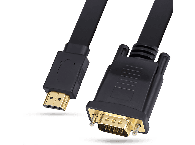 REAGLE HDMI auf VGA Kabel 2M Flachkabel HDMI auf VGA Kabel