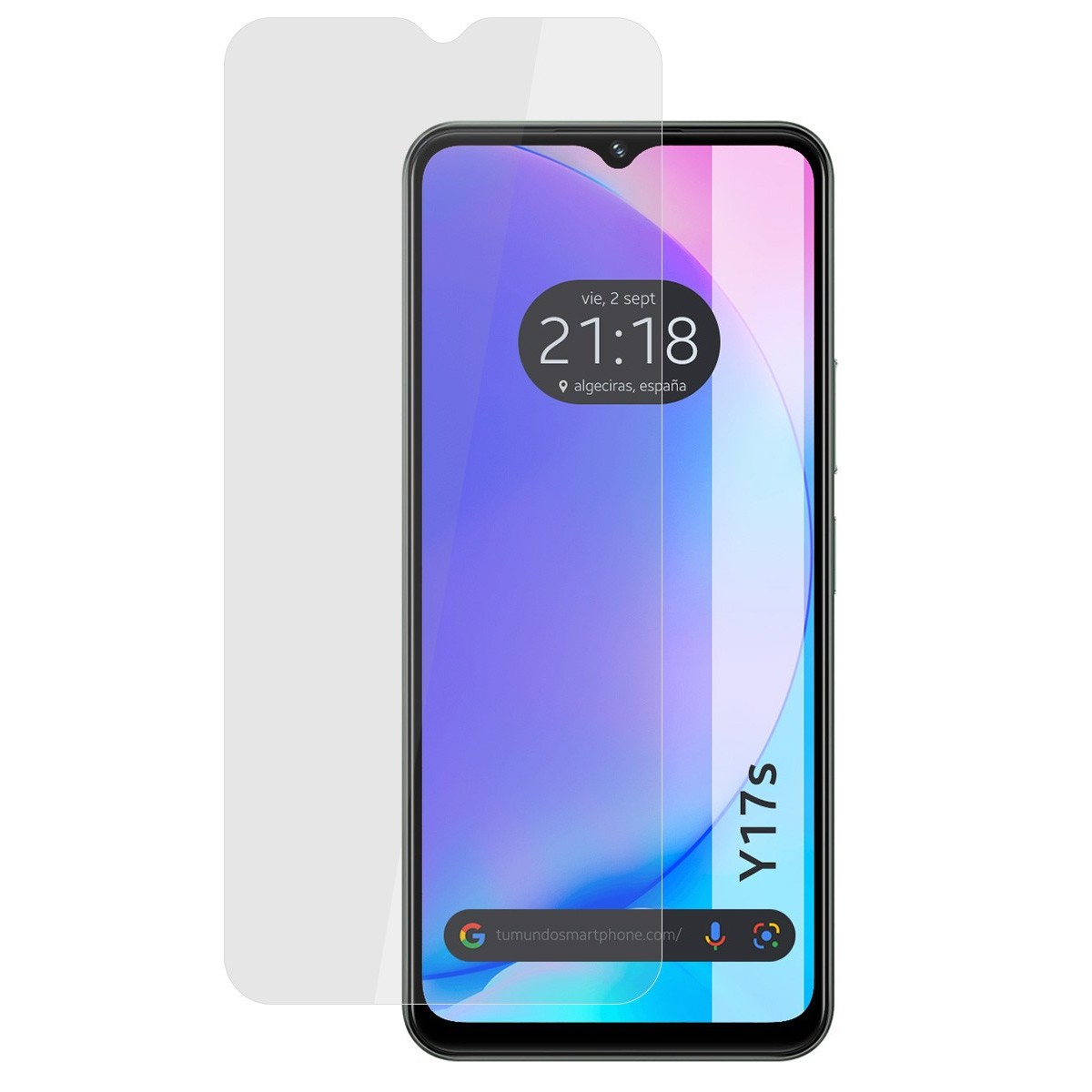 Un telefono con una protezione per lo schermo.