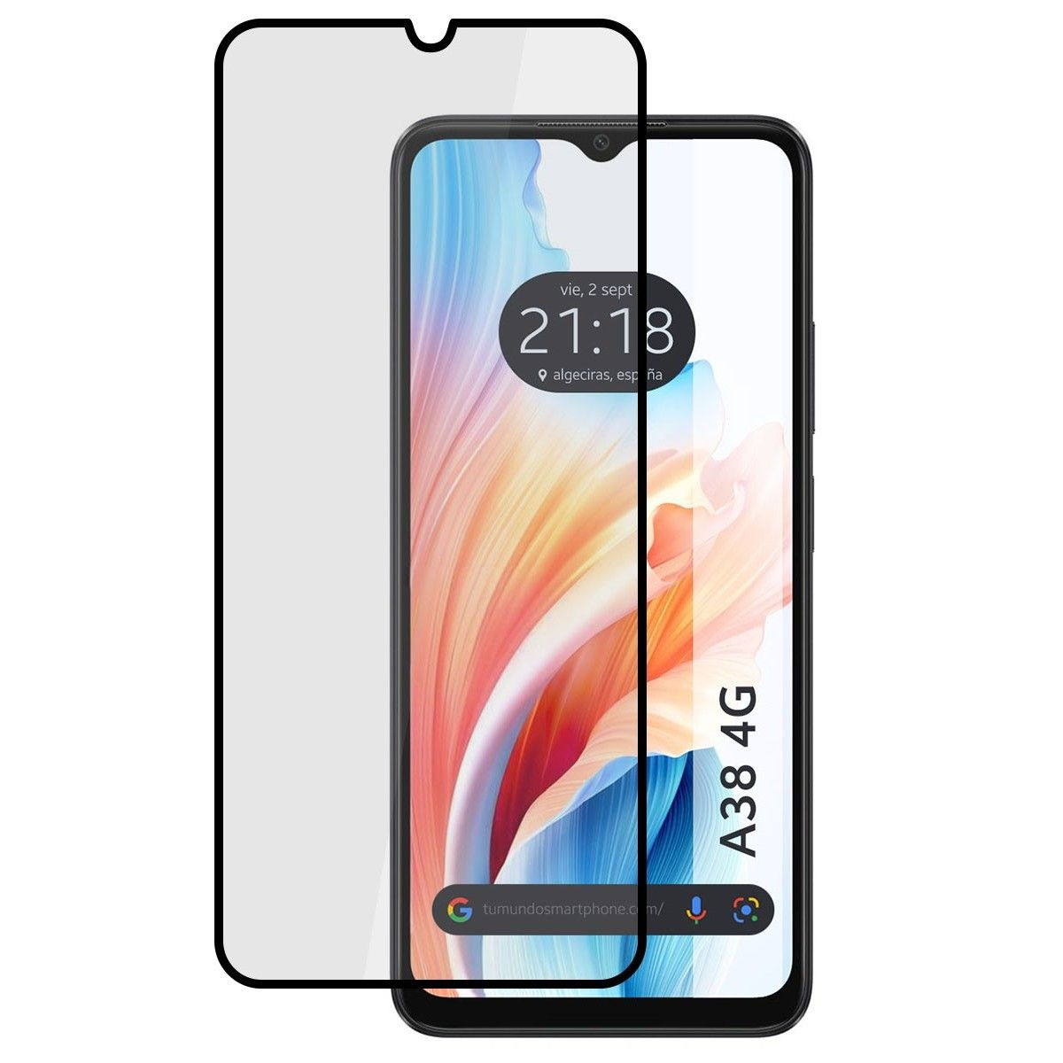 Uno smartphone con una protezione per lo schermo.