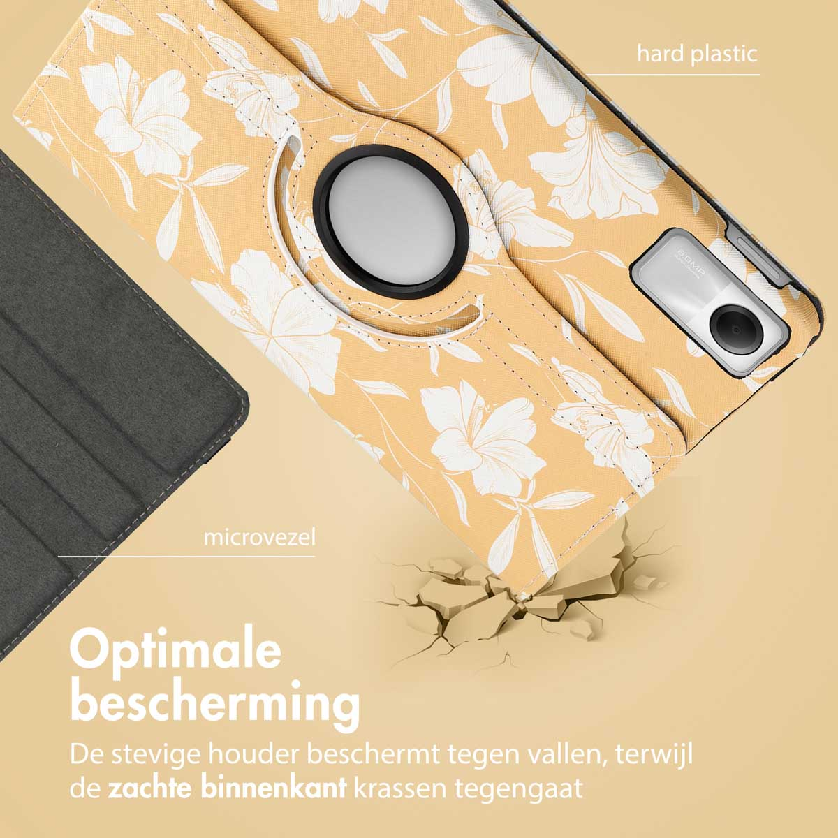 Tablet case with purple and beige checkered pattern. Honor logo is visible.