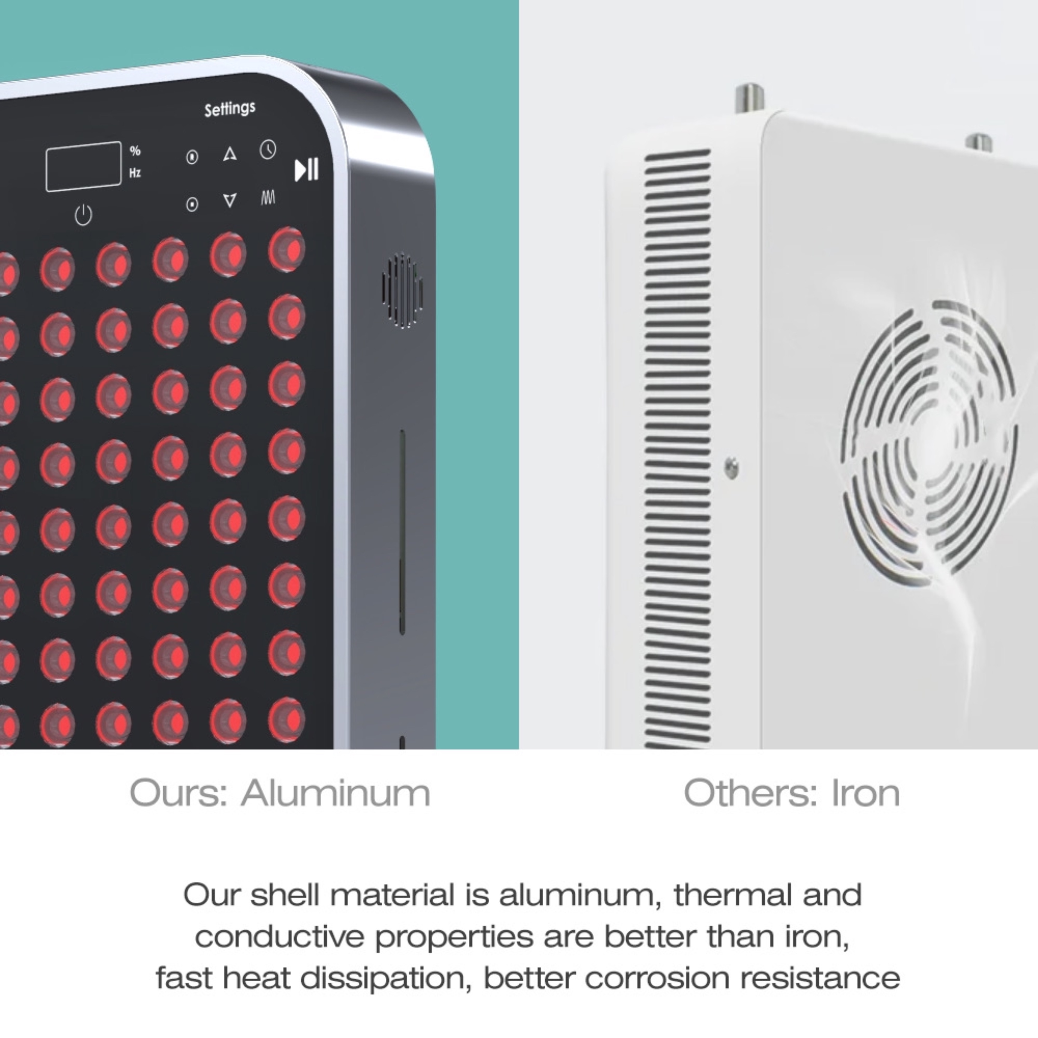 Dwa urządzenia. Jeden po lewej stronie jest aluminiowy, drugi po prawej żelazny.