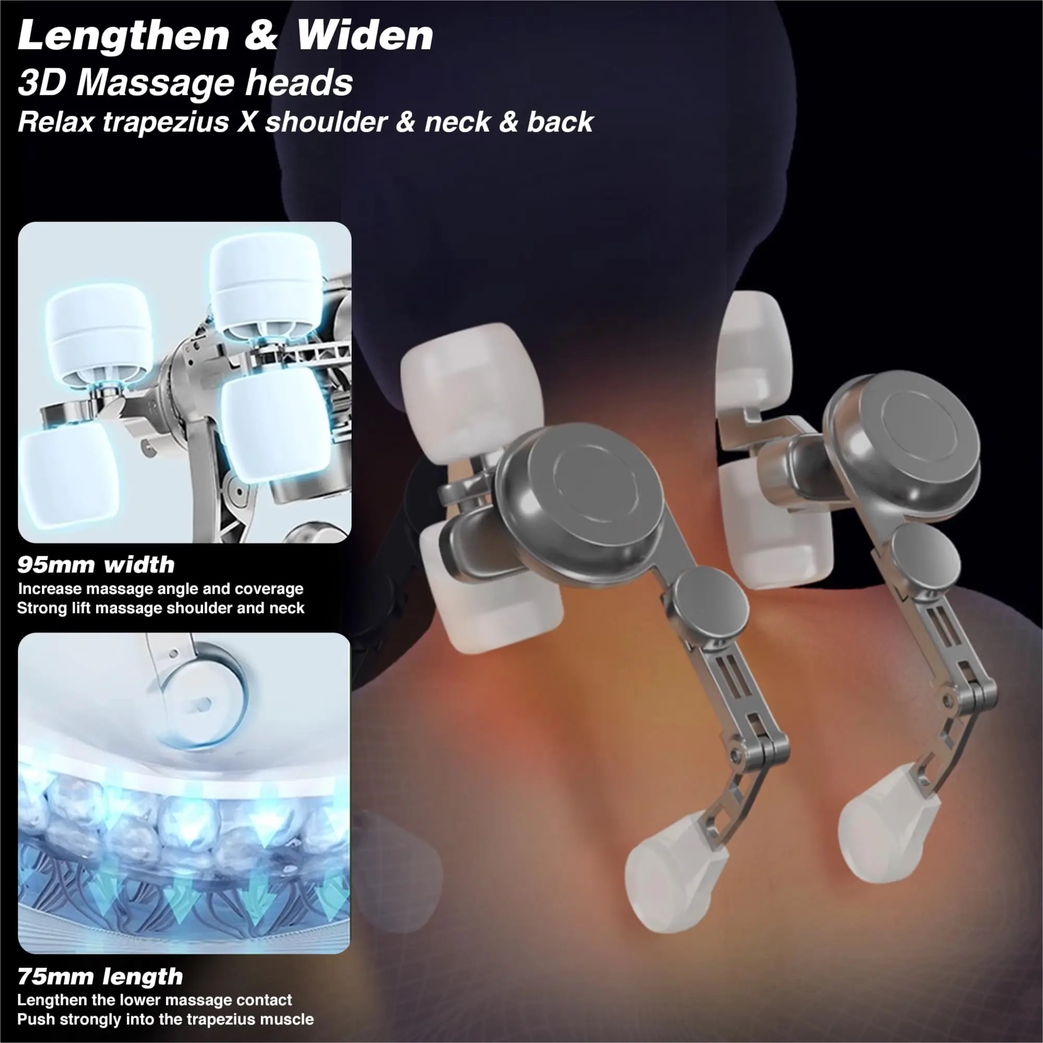 Zbliżenie urządzenia do masażu z głowicami i schematami.