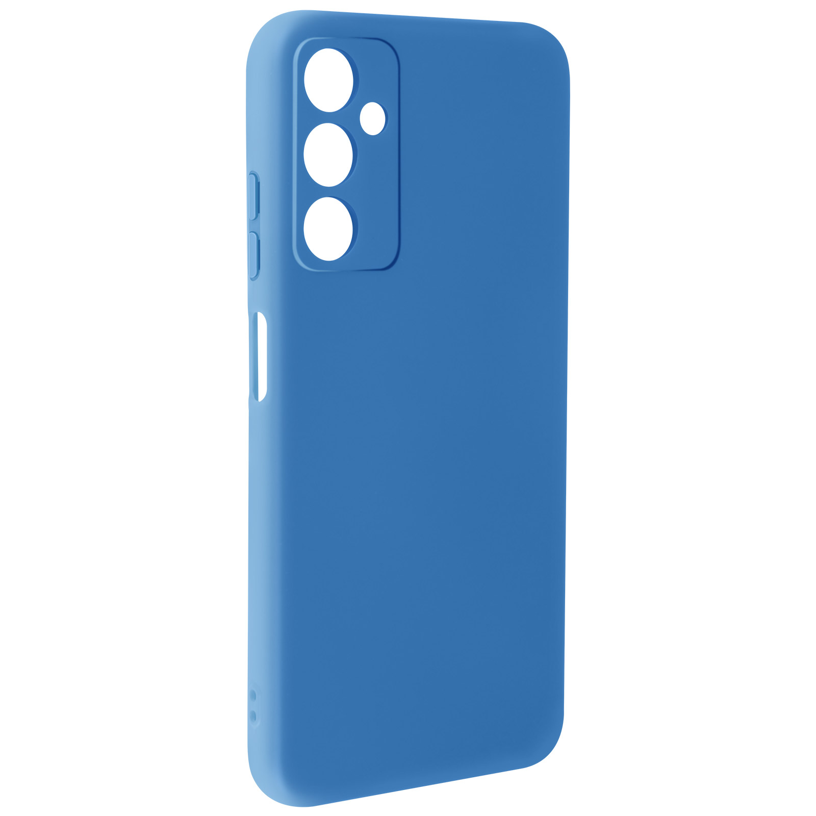 Custodia per telefono blu, tinta unita, ritagli per fotocamera.