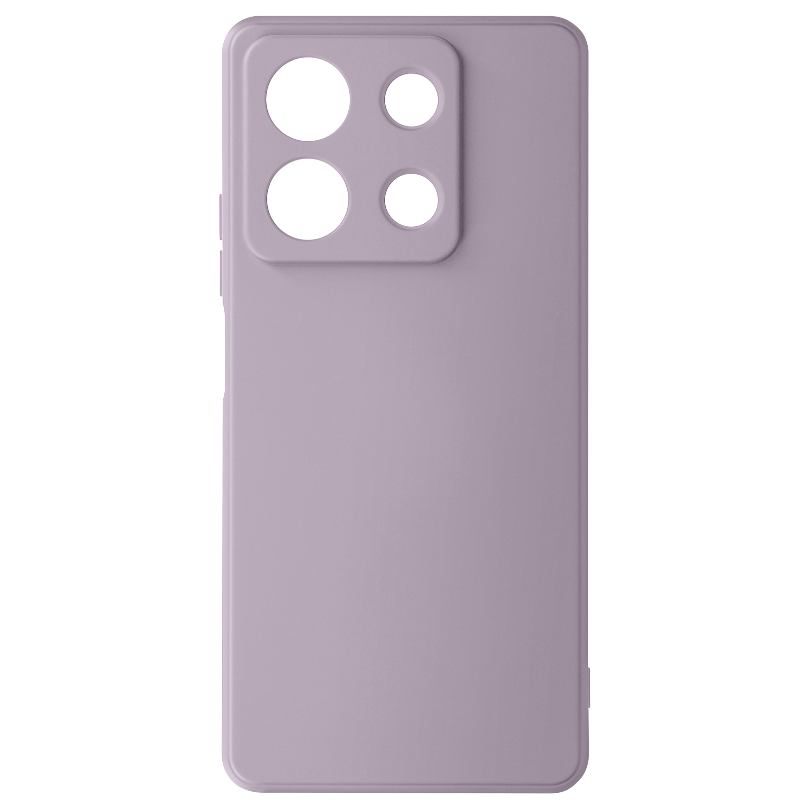 Custodia viola per telefono con ritagli per fotocamera e superficie liscia.