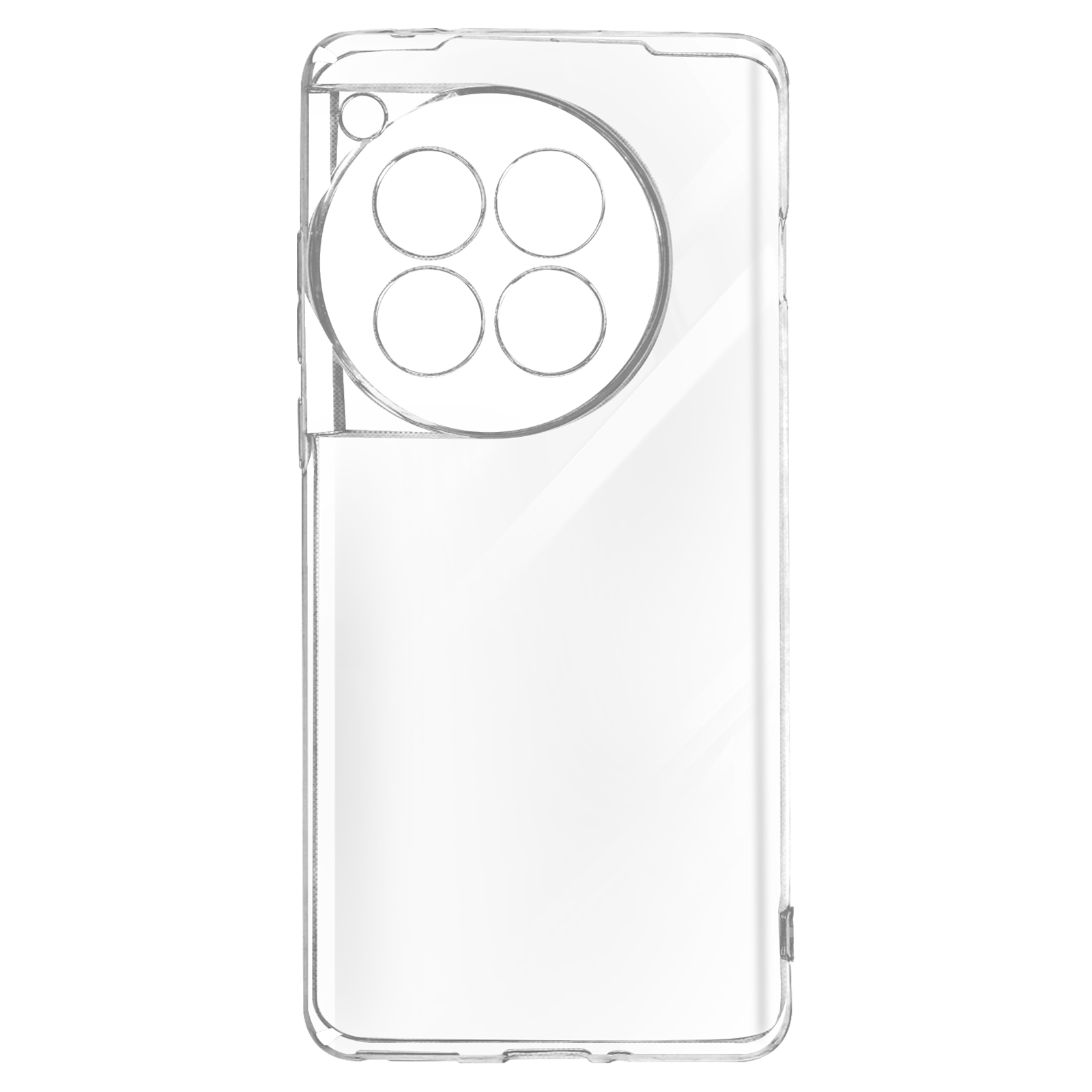 Custodia trasparente per telefono con ritagli per fotocamera. Mostra il contorno del telefono. Trasparente.