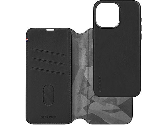 DECODED Decoded 2 in 1 Leather Detachable Wallet Telefoonhoesje voor Apple iPhone 15 Pro Zwart