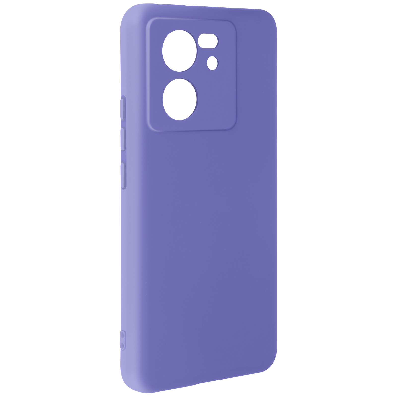 Een lila telefoonhoesje, met openingen voor de camera en knoppen.