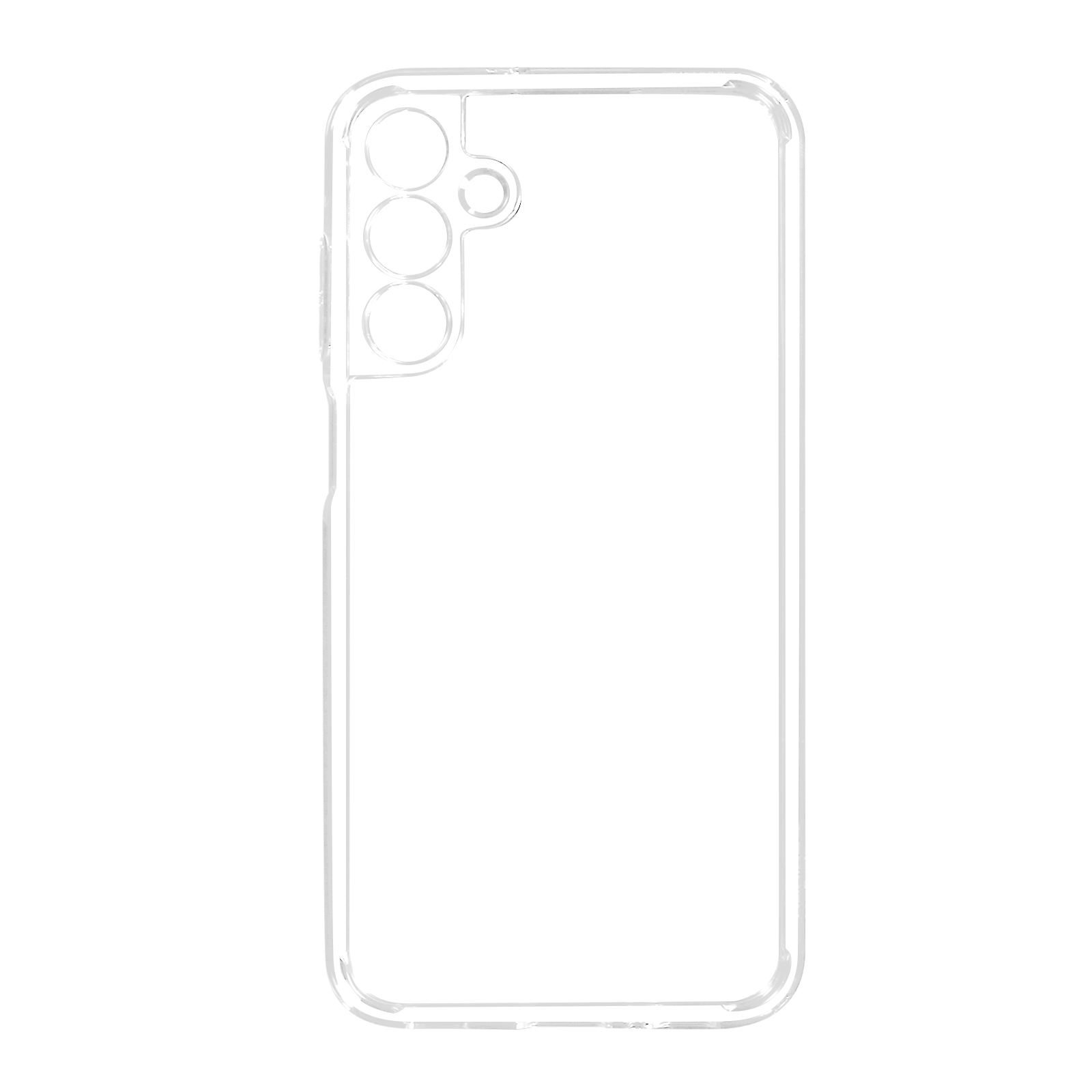 Mano che tiene un telefono; sfondo azzurro con forme geometriche.