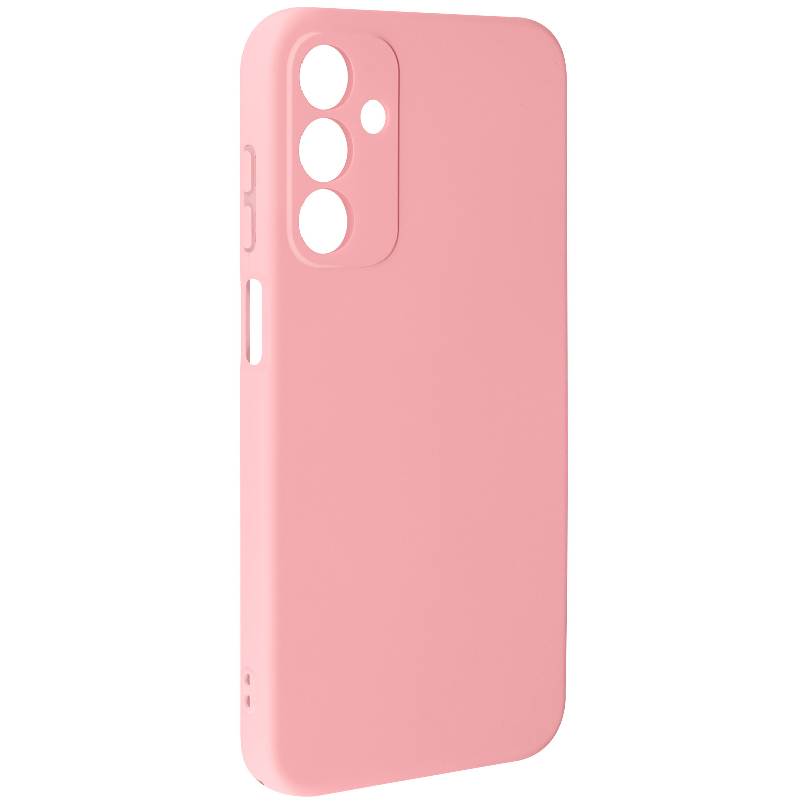 Custodia per telefono rosa. Presenta fori per fotocamera, pulsanti e porte. Finitura opaca, tinta unita. Telefono non incluso.