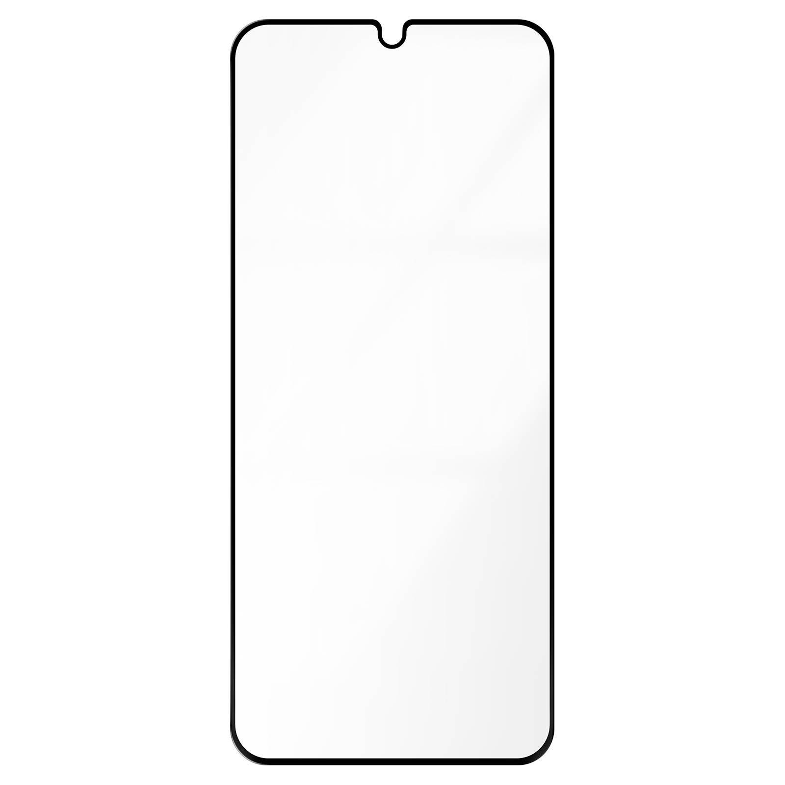 Protecteur d'écran de téléphone. Le haut a une découpe pour la caméra et le haut-parleur.
