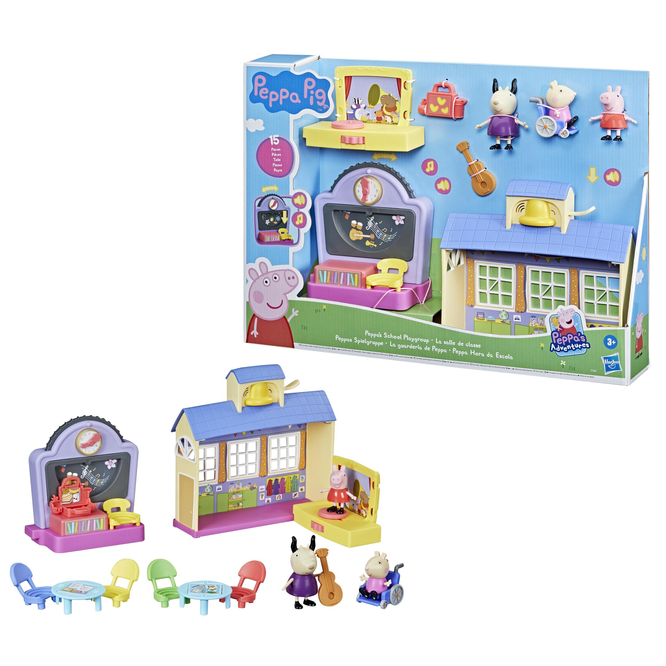 Peppa Wutz Schulspielset mit Figuren. Enthält Klassenzimmer, Spielzeug und Peppa Wutz.