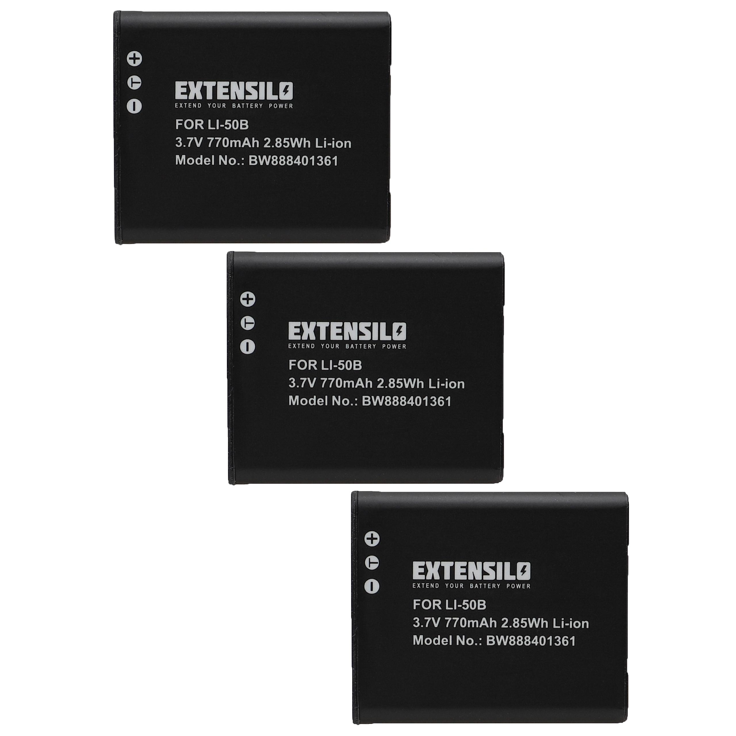 Drei schwarze Batterien mit Text.
